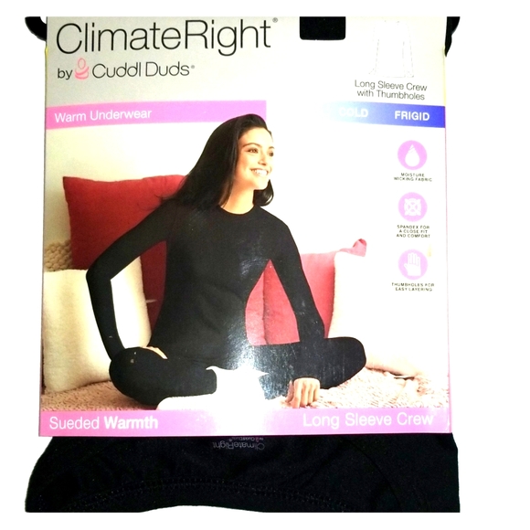 Cuddl Duds Other - Cuddl Duds Climate Right Crew TOP Sueded Black New